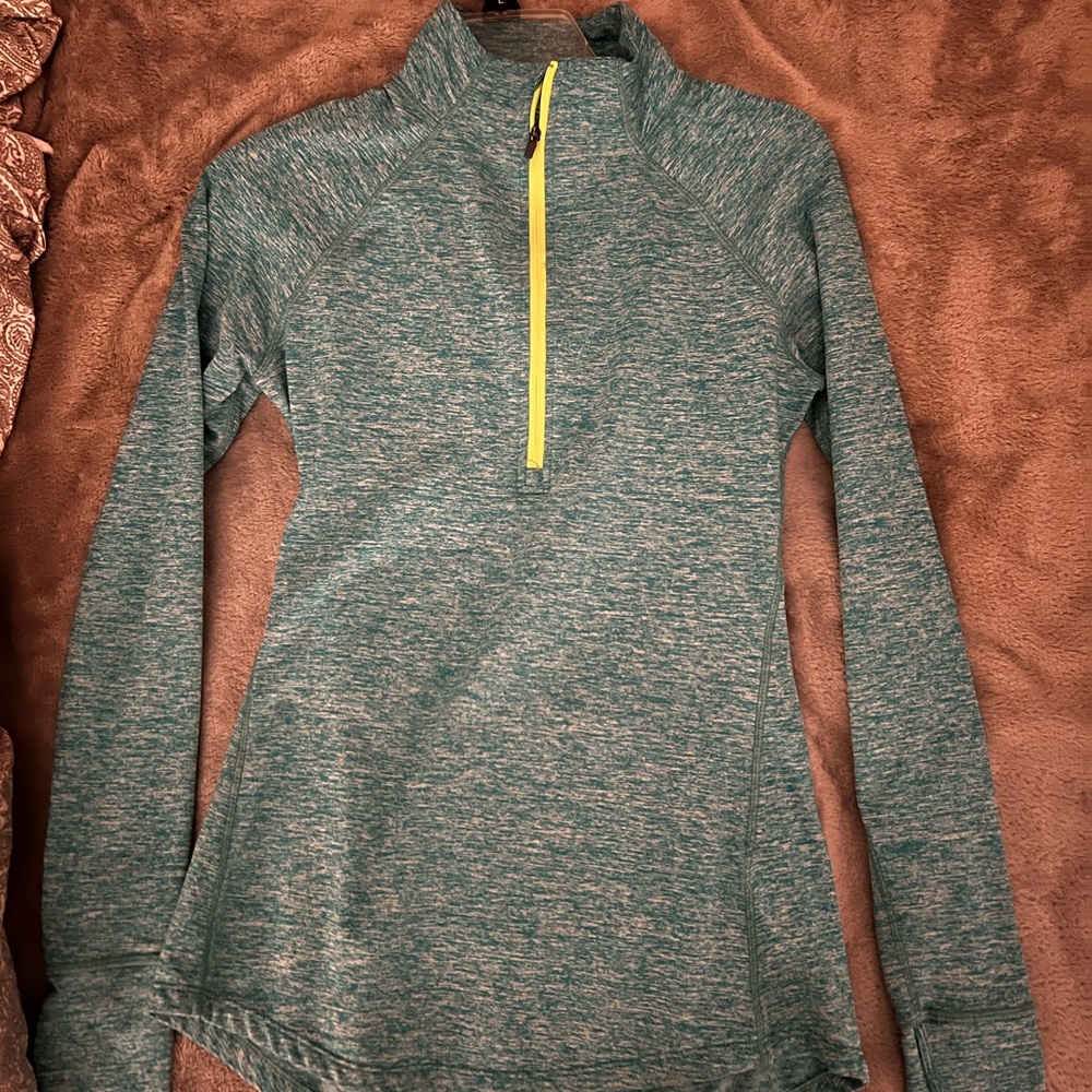 Womens Blue Half-Zip Long Sleeve